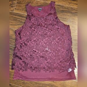 Express Mauve Sleeveless Lace Top